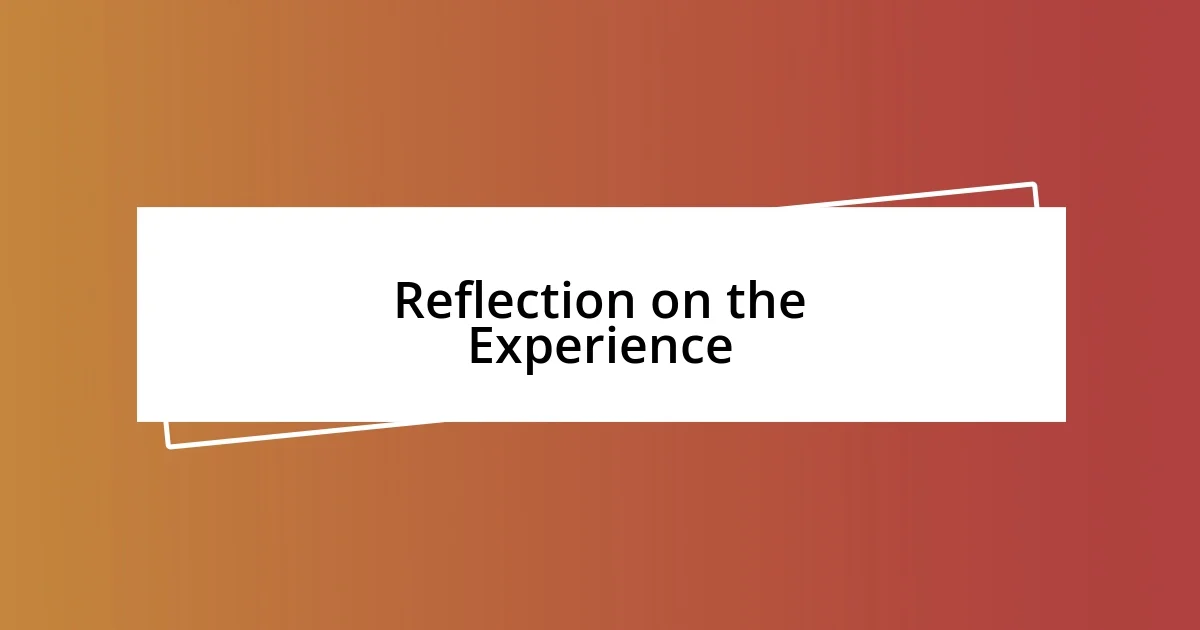 Reflection on the Experience