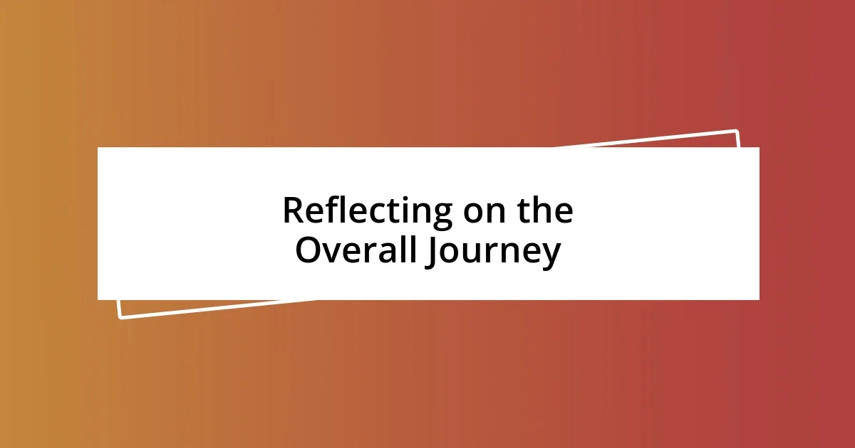 Reflecting on the Overall Journey