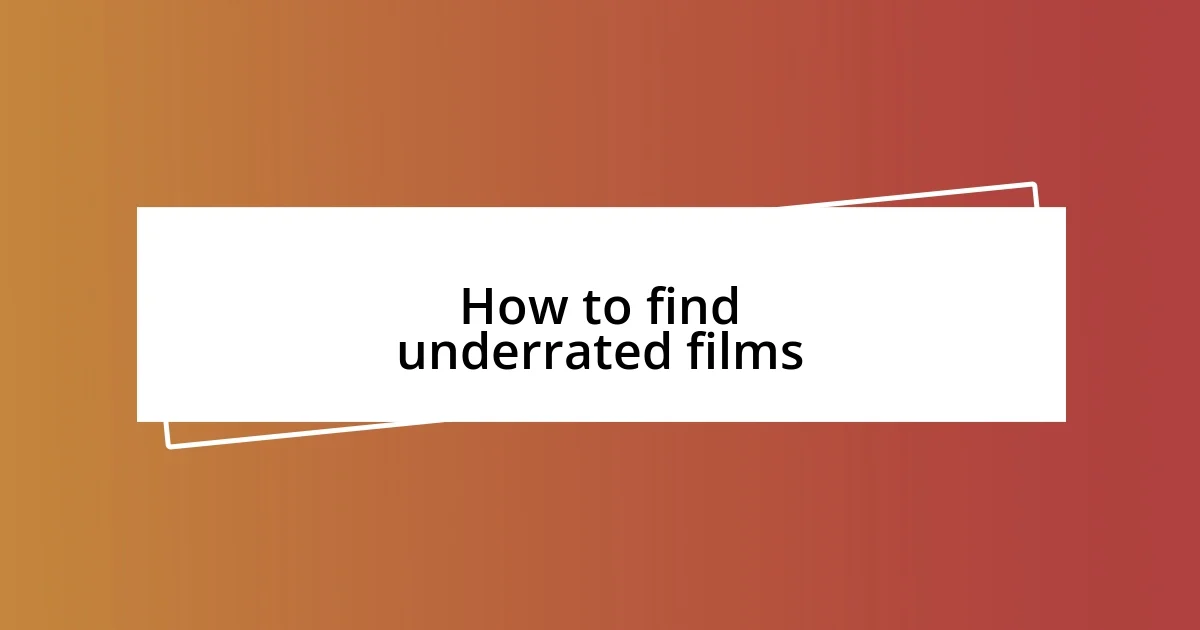 How to find underrated films